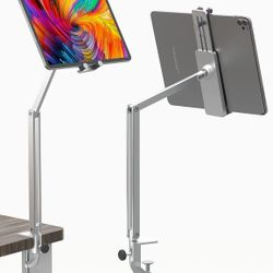 "Folding Tablet Stand for Live Streaming,Rotate 360 Degrees of Flexible, Height and Angle Adjustable,High-Grade Aluminium Long Arm Compatible with 4.5