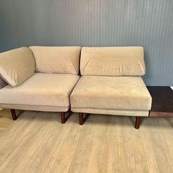 Stunning Burrow Range Modular Sectional & Side Table - LIKE NEW Toast Velvet