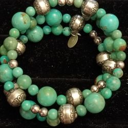 Carolyn Pollack Relios Turquoise Sterling Silver Coil Bracelet