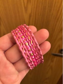 Pink in gold bangle bracelet