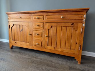 Large Solid Wood Dresser with Drawers and Doors