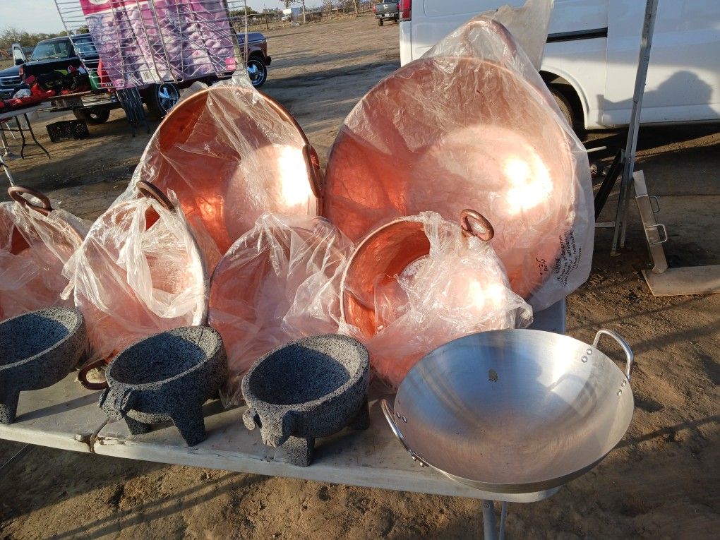 Copper Bowl And MOLCAJETES