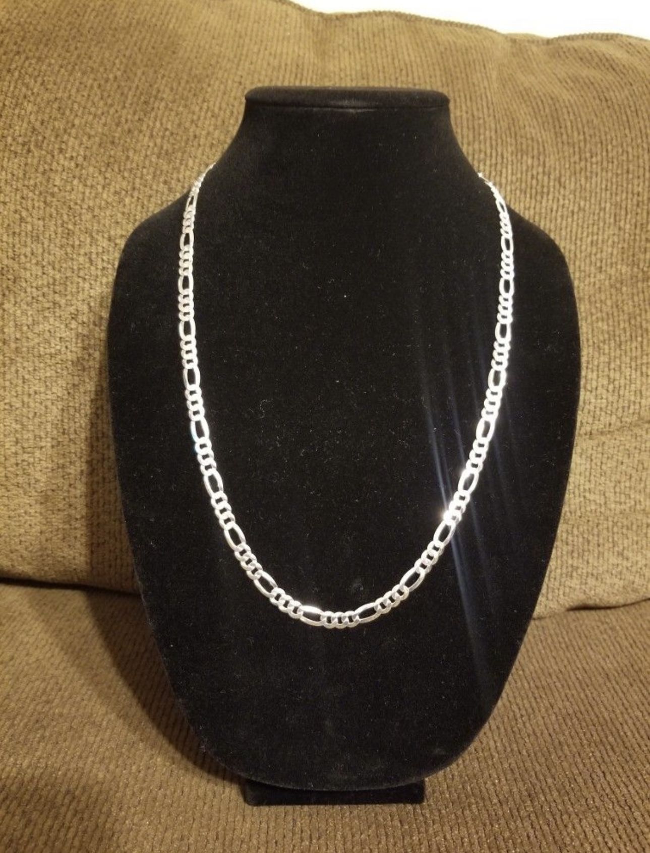 Italy 925 Solid Sterling Silver Figaro Link Chain Necklace for Men 26"