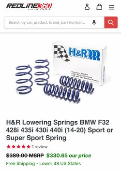 NEW H&R Lowering Springs BMW F32 F33 F36 428i 430i 435i 440i 2014–2020