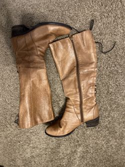 Steve Madden Women's Laceupw Western Boot Cognac Leather Wide Calf