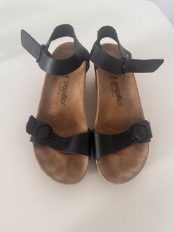 Birkenstock platform sandals black natural leather