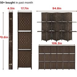 Six-Panel Room Divider With Shelves