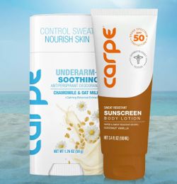 Carpe Better Beach Day Bundle, Underarm+ Antiperspirant and Sunscreen Body Lotion for Protected and Comfortable Beach Day