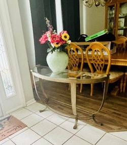 Glass Top Console Table
