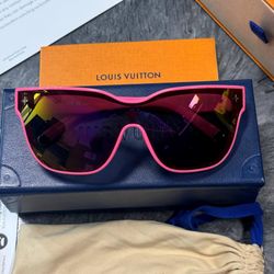 LOUIS VUITTON LV Shadow Square Sunglasses Z1844U Pink Mirror Lenses Box Dust Bag Receipt