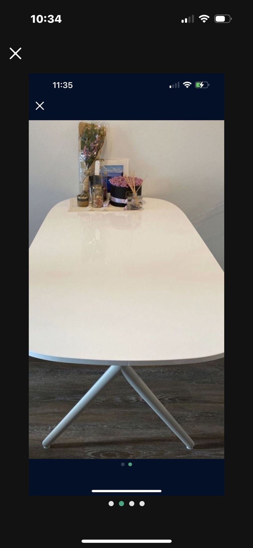 White Oval Glossy Dining Table For 6, 6ft Long
