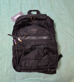 Backpack unisex black with 5 compartments and 2 side pocket
