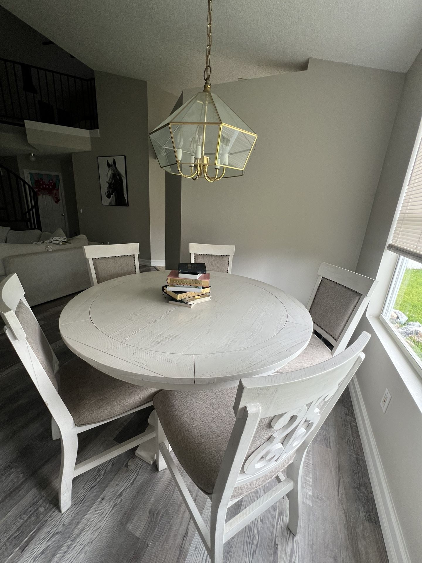 White Wooden Dining Table With Chairs