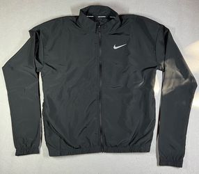 Nike Running Dri-FIT Jacket Black Full Zip Windbreaker Double Swoosh Mens XS
