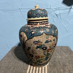 Antique Chinese Vase Blue And White  10” Inch