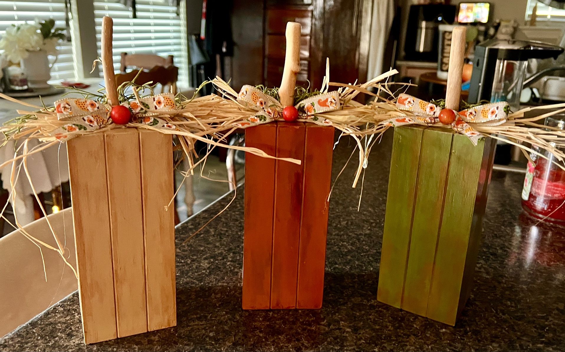Wooden Rustic block Pumpkins