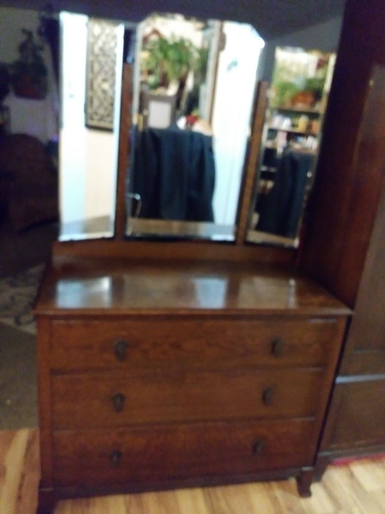 Antique vanity and armoire