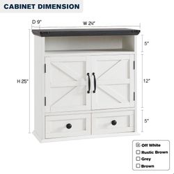 Bathroom Wall Cabinet, Farmhouse 24" Wide Medicine Cabinet with Drawer, Adjustable Shelf, Double Barn Doors, Storage Cabinets for Bathroom, Kitchen, L