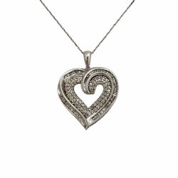 Necklace Solid White Gold 10k. Heart
