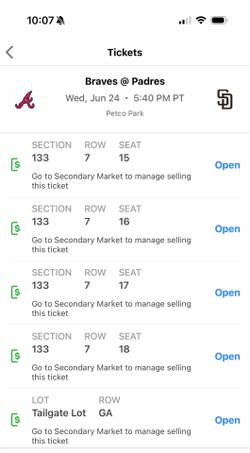Best deal! Padres vs Braves 6/24 + tailgate parking