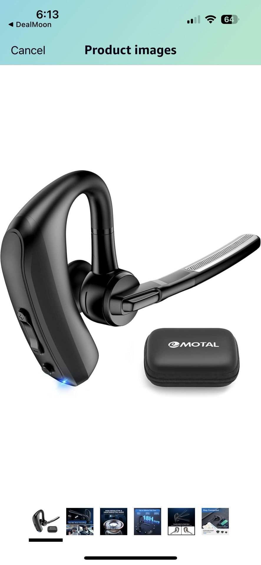 Bluetooth Headset Dual-Mic ENC +CVC 8.0 Noise Cancelling Aptx HD HiFi Stereo15Hours HD Talktime 200Hours Standby Bluetooth Earpiece Compatible for iOS