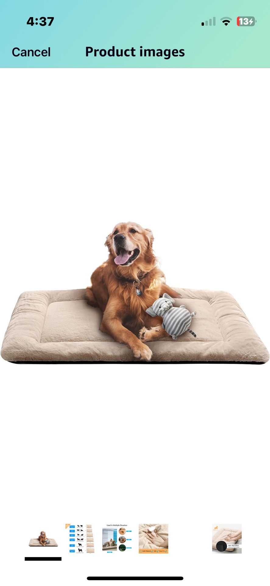 Dog Beds Crate Pad for Large Dogs Fit Metal Dog Crates,Ultra Soft Dog Crate Bed Washable & Anti-Slip Kennel Pad for Dogs Cozy Sleeping Mat,Cream 42inc