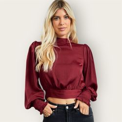 Margaret Blouse Top (Wine) - Soft Spring Capsule | Everyday Satin Chic