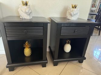 2 black night stands 22-1/3” x 17” and 28” high and from Pier1 in good condition $120  for both