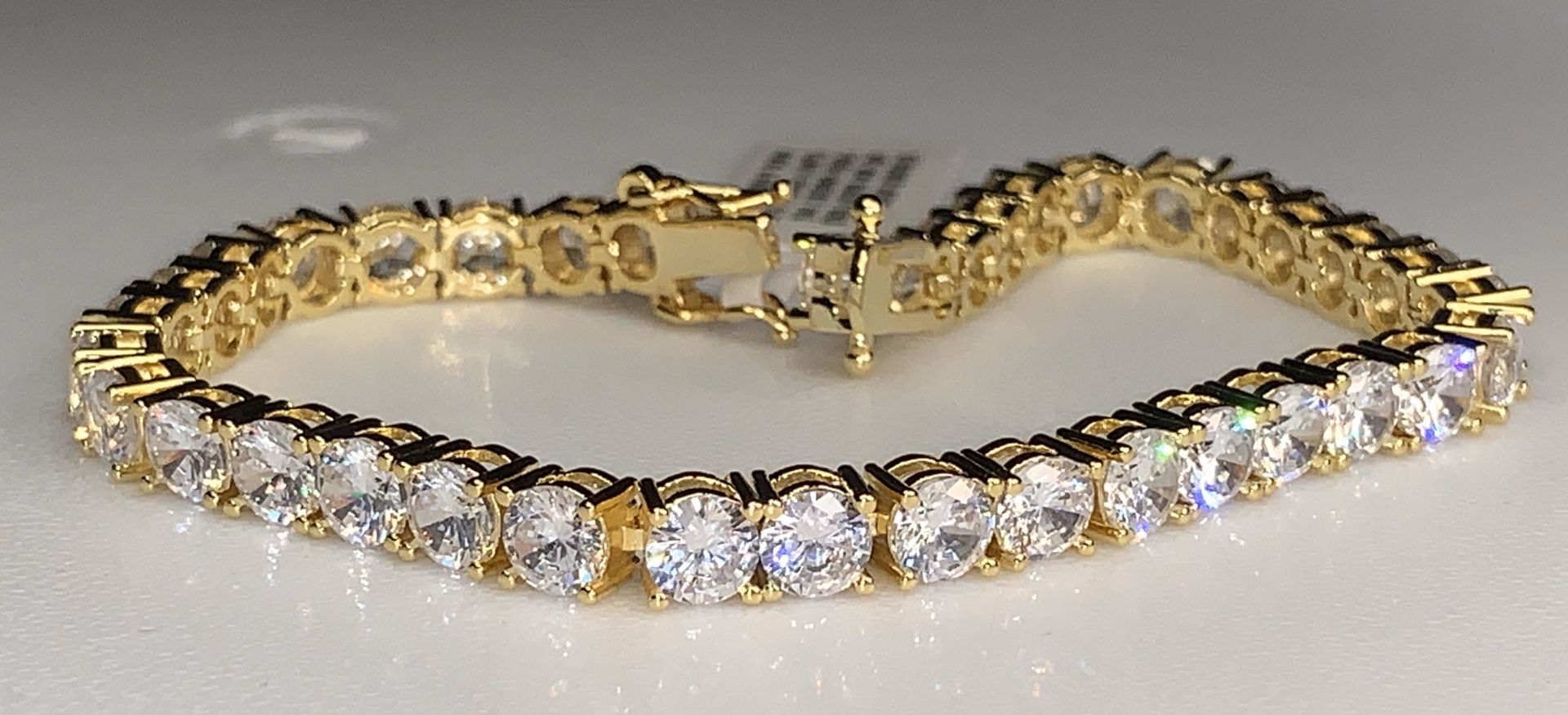 22k stainless steel tennis bracelet created with lab diamonds