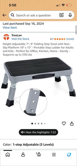 Height-Adjustable 7"- 9" Folding Step Stool with Non-Slip Platform 10" x 15" - Portable Step Ladder for Adults and Kids - Perfect for Office, Kitchen,