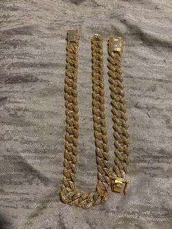 Iced Out Cuban Link Chain and Bracelet Set