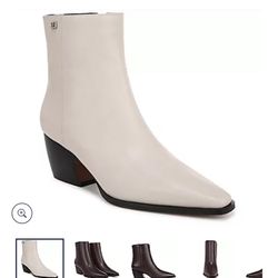 Women’s L-Vivian Ankle Boots – Chalk White Leather, Size 8.5 