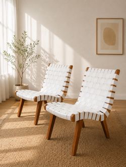 Woven Strap Lounge Chairs Set of 2