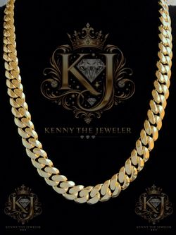 14K Gold Plated 925 Sterling Silver Miami Cuban Link Chain 13mm 22”