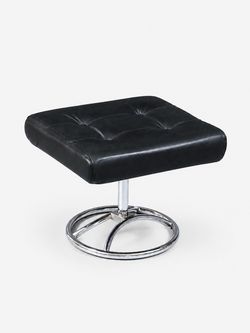 Scandinavian Modern "Stressless" Chrome & Black Leather Ottoman by Ekornes, c.1970's - Delivery Available