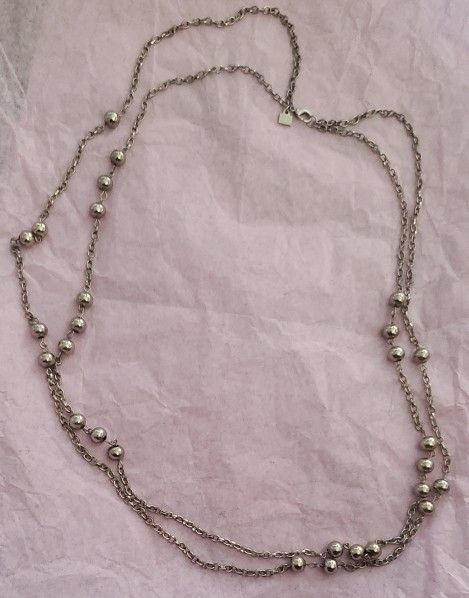 Vintage Banana Republic Silver Tone Beaded Necklace.