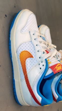 Nike Dunk Low White Blue Red Yellow Low Top Leather