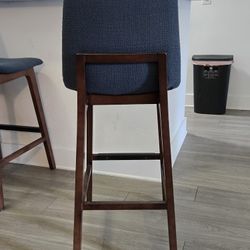 Four Used Hamilton Dark Blue Fabric 30" Upholstered Barstools