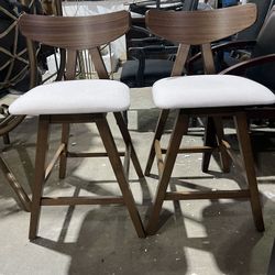 Christopher Knight Home Stocker Upholstered Dining Chairs - Light Beige/Walnut (Set of 2) 