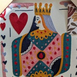 New BP Home QUEEN OF HEARTS Textile Embroidery Woven Wall Art Decor 17”X 21”
