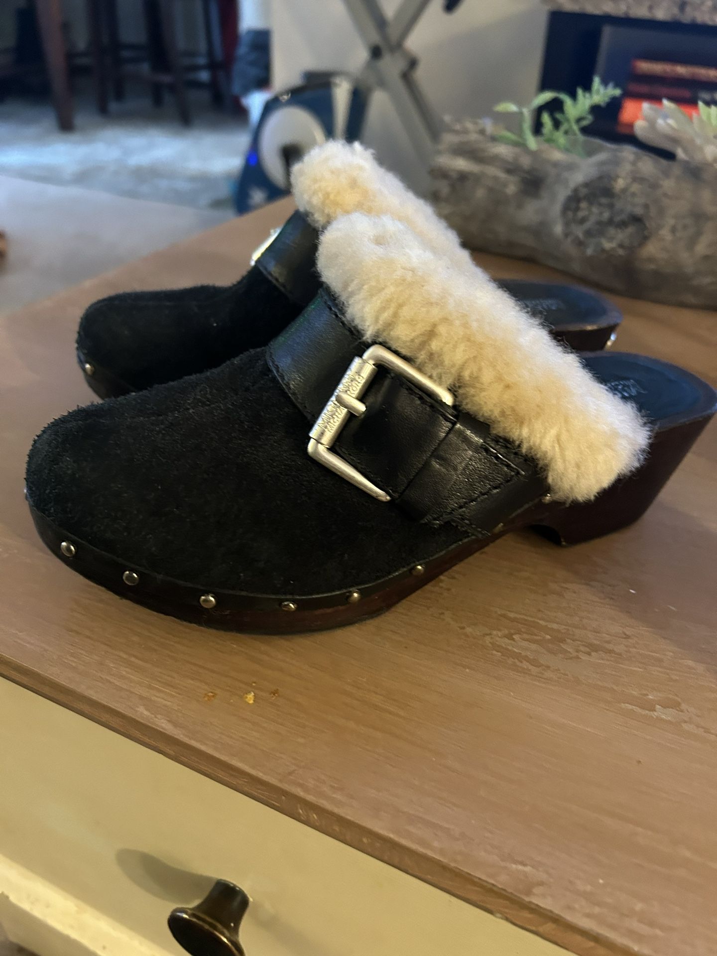 Michael Kors Black Suede Clogs