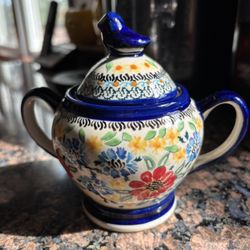 Polish Pottery Sugar Bowl