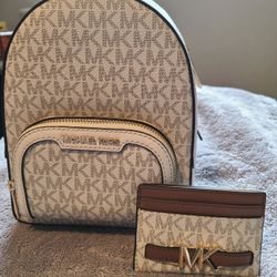 Brand New Michael Kors Mini Backpack + Matching Wallet Set