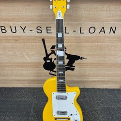 Airline Guitars H44 DLX  TaxiCab Yellow Electric Guitar with Hard Case