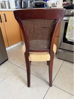 Antique Cane Back Chair – Dark Mahogany Wood