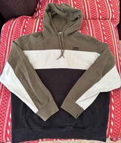 Levis Color Block Hoodie Relaxed Fit Olive Green White Black Pullover Sz L