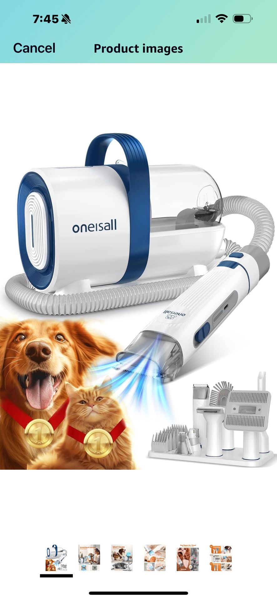 Oneisall Dog Hair Vacuum & Dog Grooming Kit