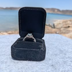 3.10 Carat Blue White Round Diamond Engagement Ring