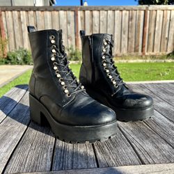 *AS IS* Platform Chunky Nasty Gal Heeled Combat Boots Black Size 8/8.5