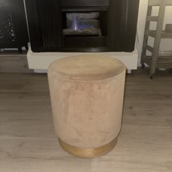 Beige Velvet Pouf / Ottoman
